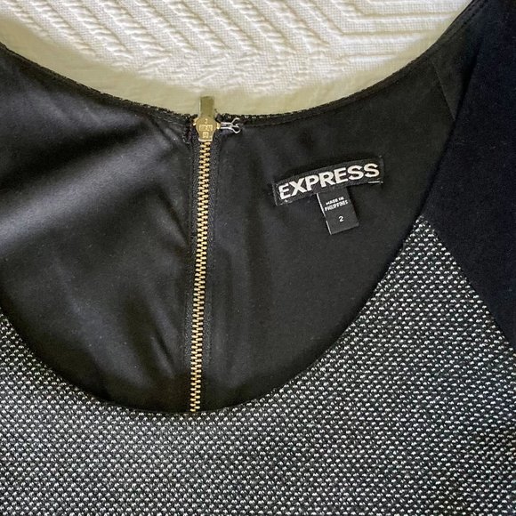 Express Exposed Zipper Tweed Bodycon Dress - Picture 4 of 5